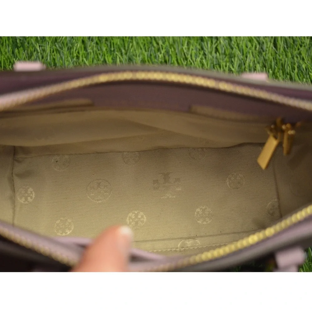 Tory Burch Emerson Mini Zip Tote Saffiano Leather Pink Lavender Crossbody Bag